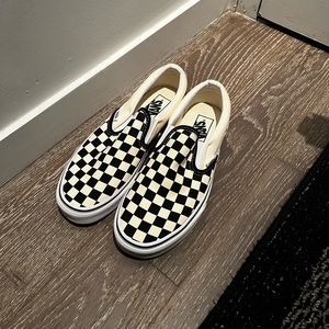 Checkered Vans - White/Black - Size 9.5 Womens